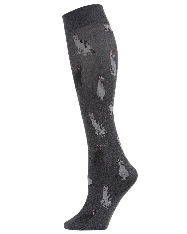 Women's Faded Feline Woven Knee High Socks sold by MeMoi