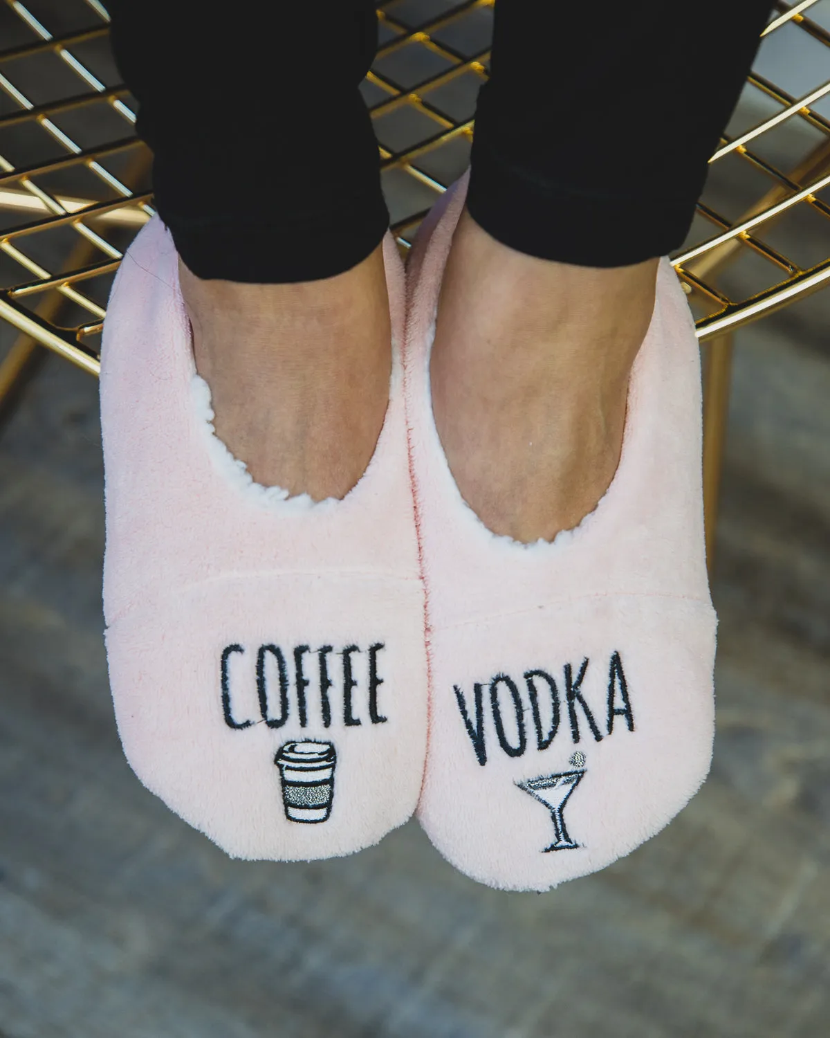 Women's Coffee & Vodka Sherpa Lined Slippers sold by MeMoi product image thumbnail 2