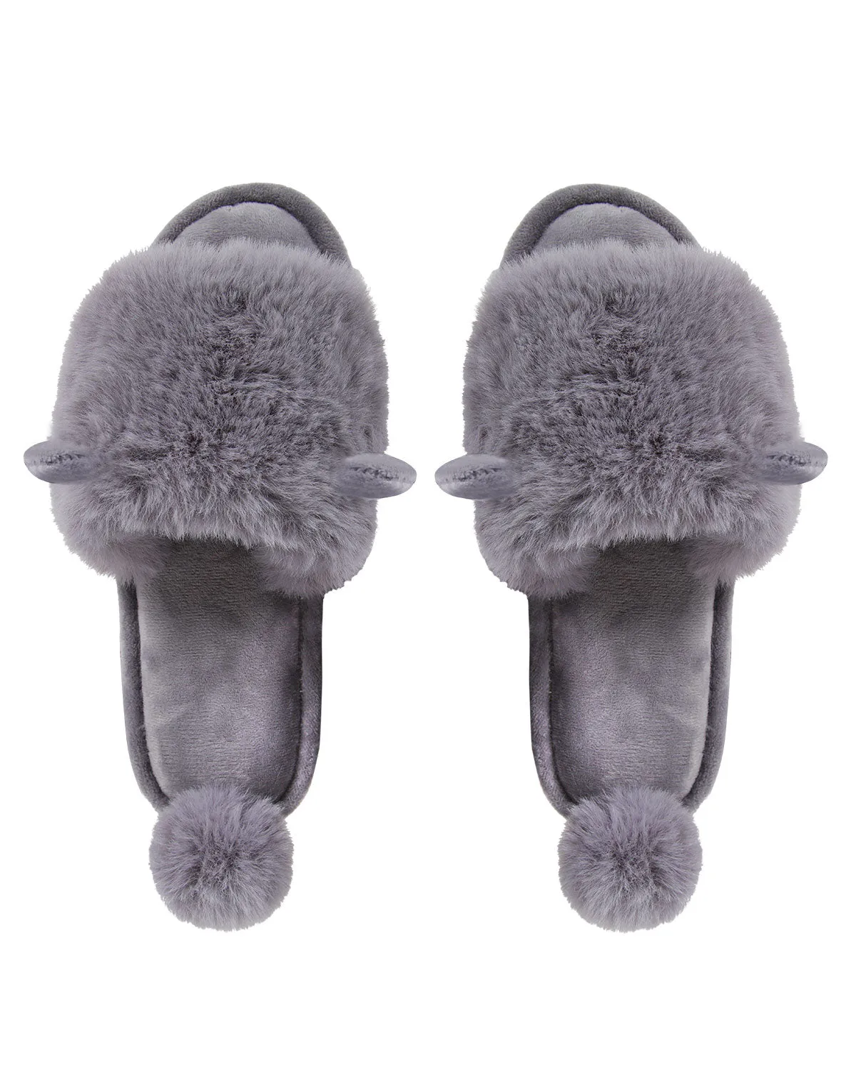 Bunny Hop Pom-Pom Open Toe Plush Slippers sold by MeMoi product image thumbnail 4