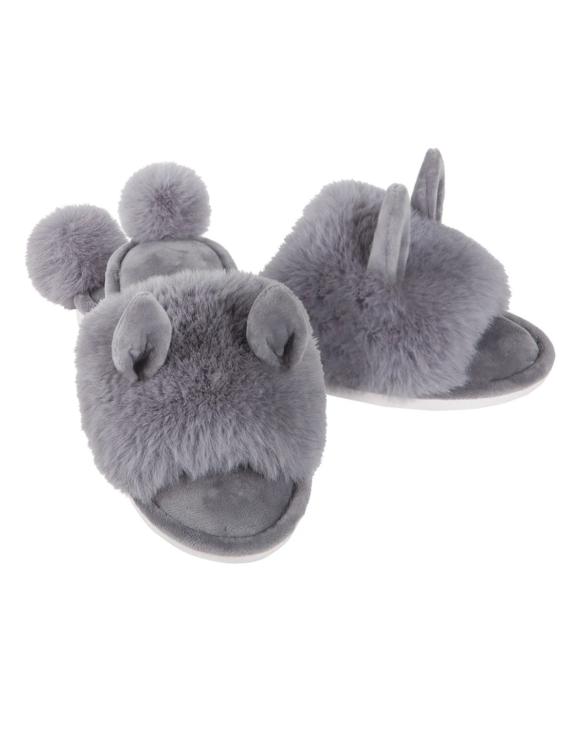 Bunny Hop Pom-Pom Open Toe Plush Slippers sold by MeMoi product image thumbnail 3