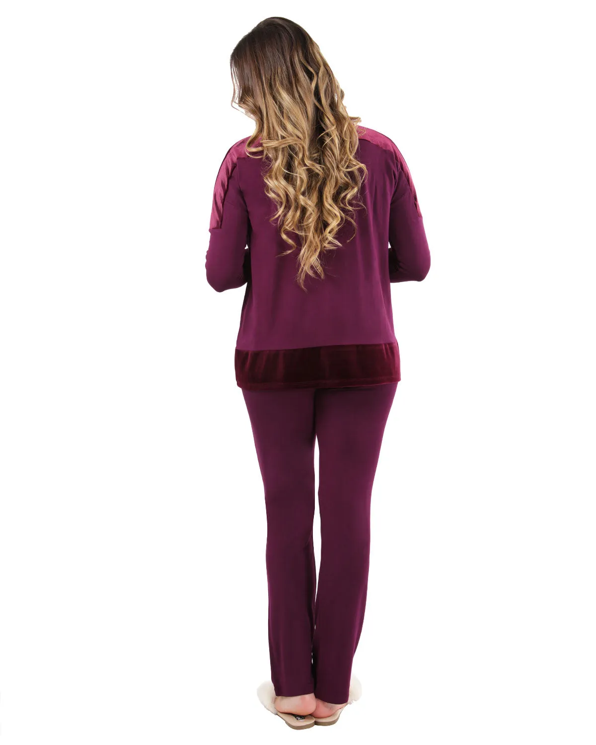 Women's Velour Luxe Frosted Trim Ultra-Soft Pajama Set sold by MeMoi product image thumbnail 2