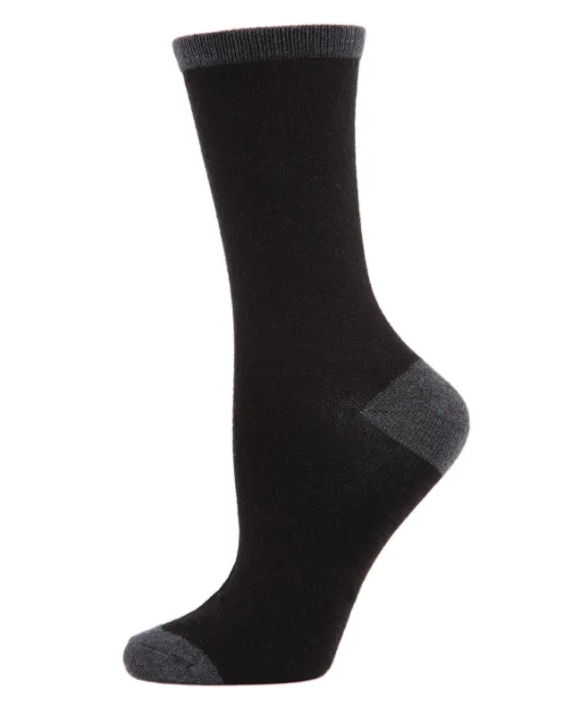 Women's Soft Tipped Flat Knit Cashmere Blend Crew Socks sold by MeMoi
