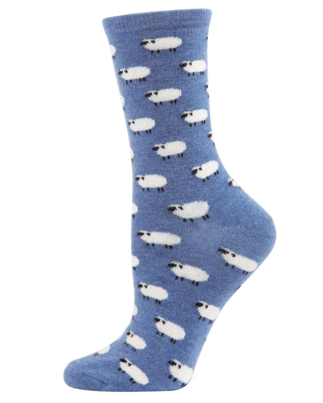 Women's Soft White Sheep Cashmere Blend Crew Socks sold by MeMoi