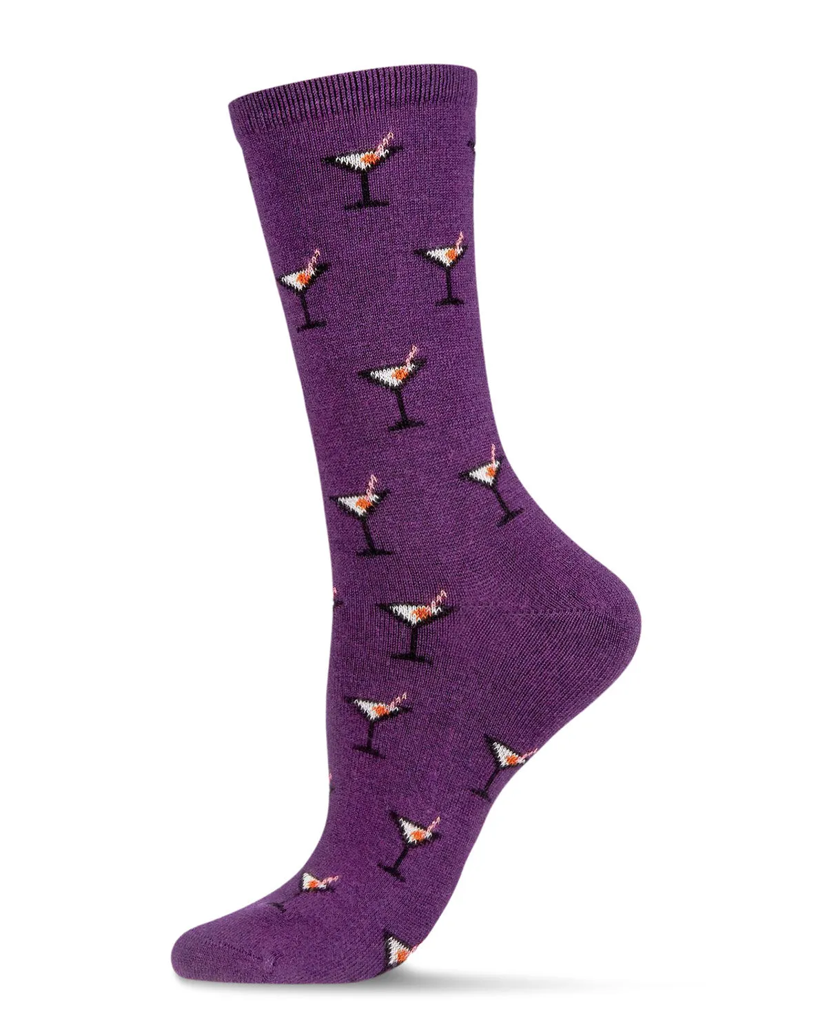 Women's Soft Martini Cocktails Cashmere Blend Crew Socks sold by MeMoi product image thumbnail 4
