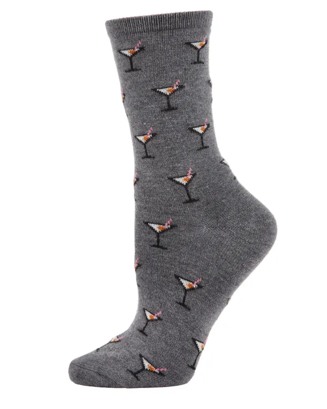 Women's Soft Martini Cocktails Cashmere Blend Crew Socks sold by MeMoi