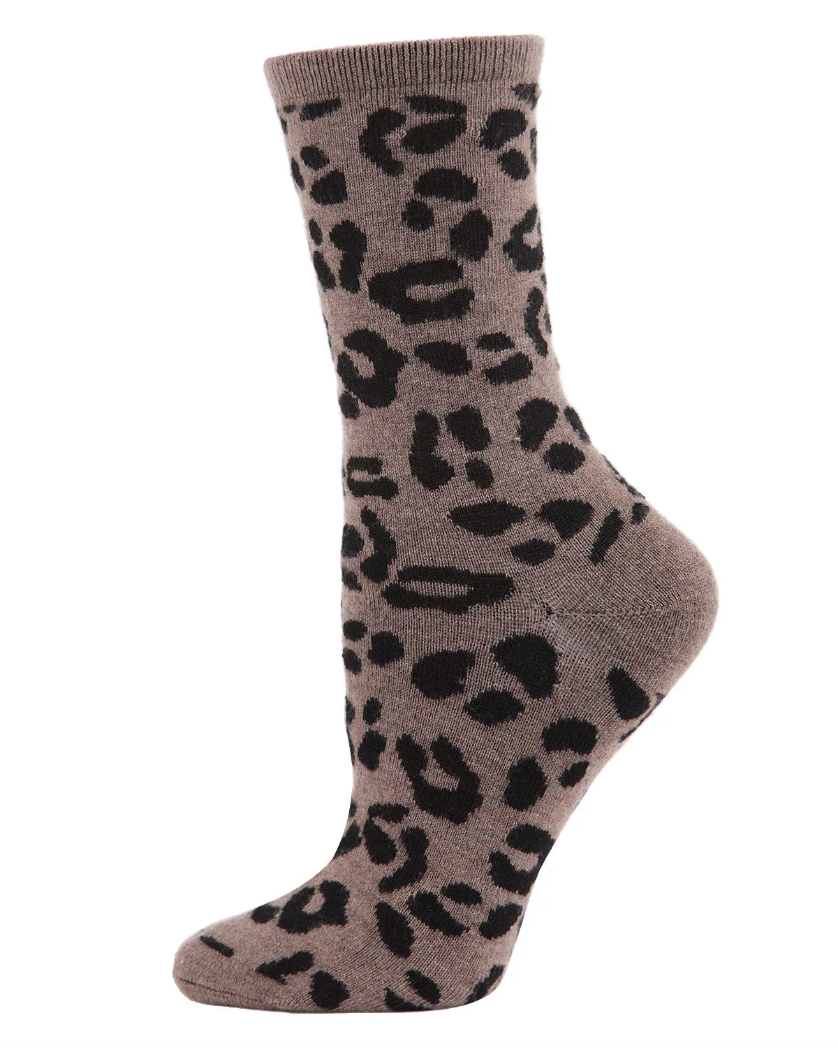 Women's Soft Leopard Animal Print Cashmere Blend Crew Socks sold by MeMoi