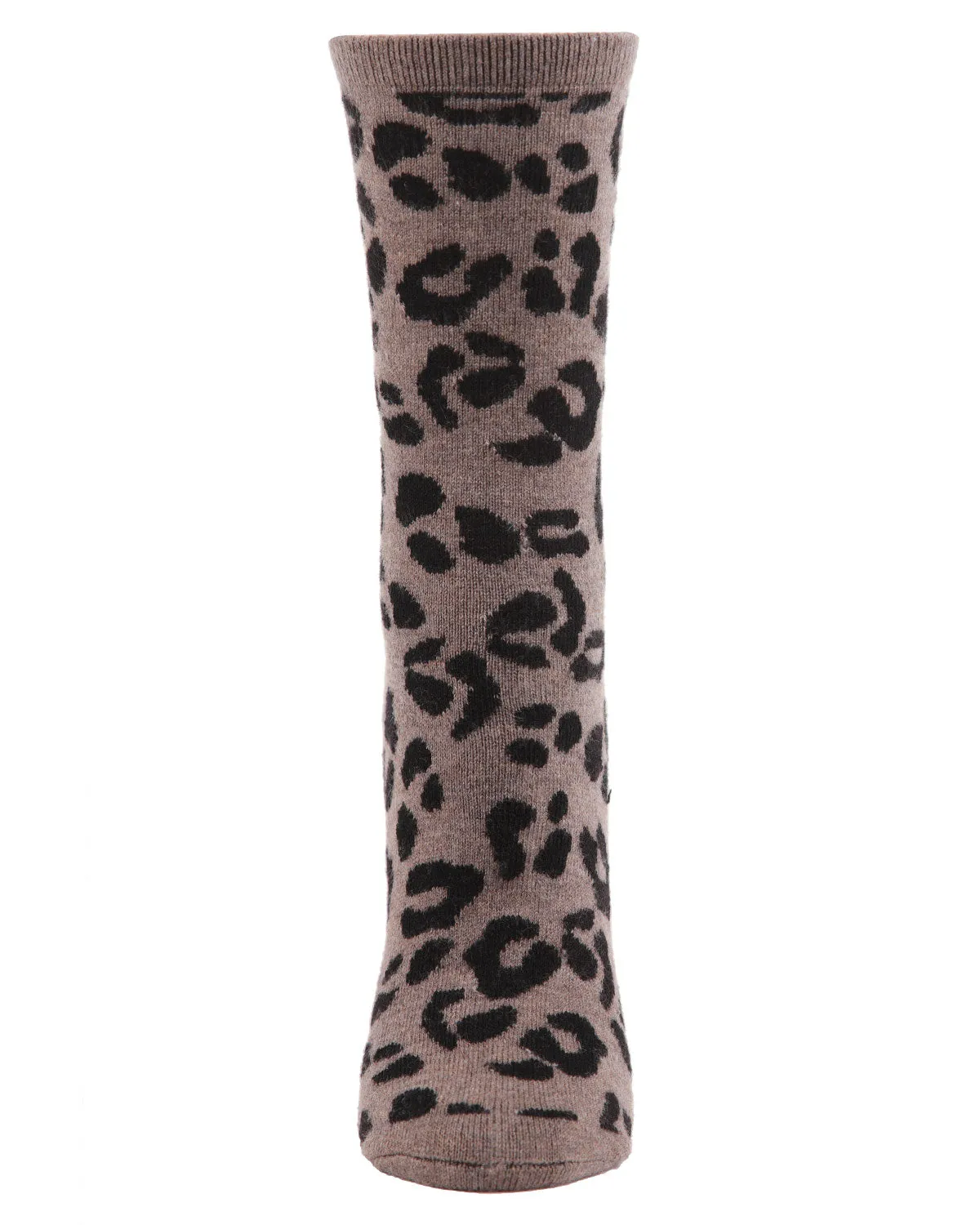 Women's Soft Leopard Animal Print Cashmere Blend Crew Socks sold by MeMoi product image thumbnail 2