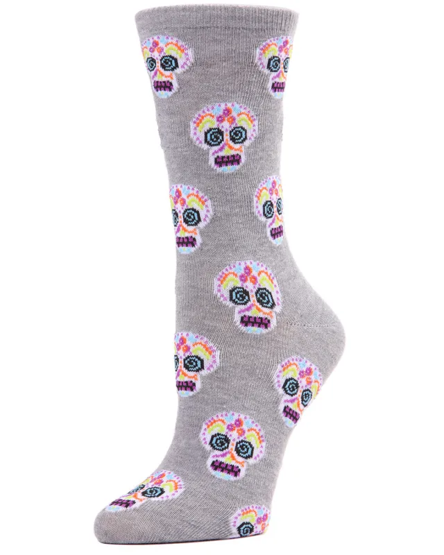 Sugar Skull Day of the Dead Crew Socks sold by MeMoi