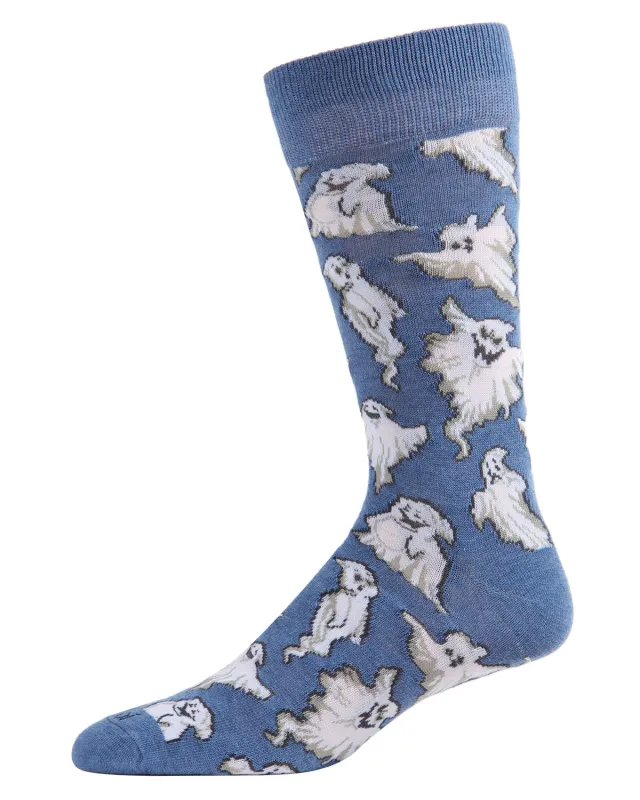Men's Halloween Cool Ghoul Ghost Novelty Crew Sock sold by MeMoi