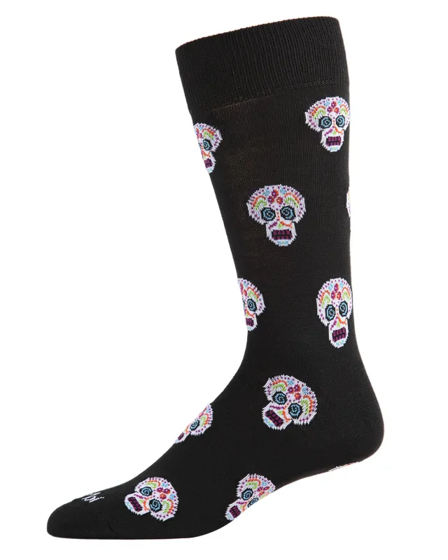 Men's Dia de los Muertos Sugar Skull Novelty Crew Sock made by MeMoi
