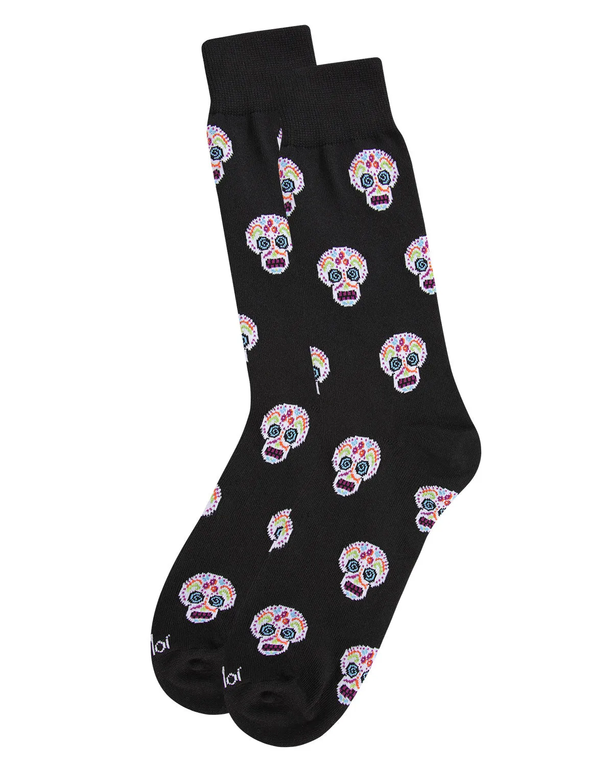 Men's Dia de los Muertos Sugar Skull Novelty Crew Sock sold by MeMoi product image thumbnail 3