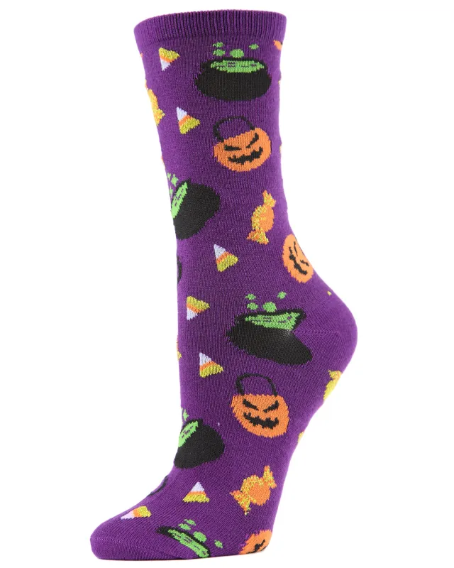Women's Festive Pumpkin Crew Socks sold by MeMoi
