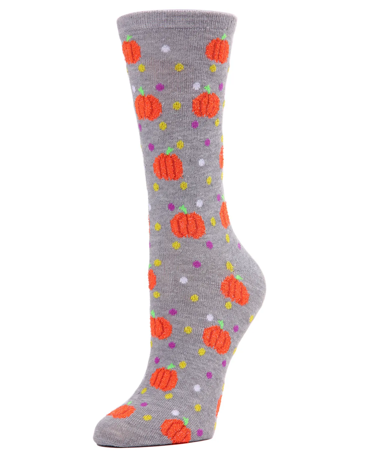 Women's Cheery Pumpkin Polka Dot Festive Crew Socks sold by MeMoi product image thumbnail 2