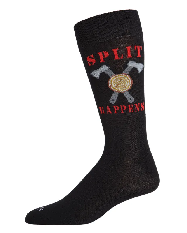 Men's Split Happens Bamboo Blend Novelty Crew Sock sold by MeMoi