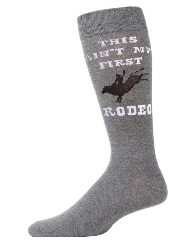 Men's Aint' My First Rodeo Bamboo Blend Novelty Crew Sock sold by MeMoi