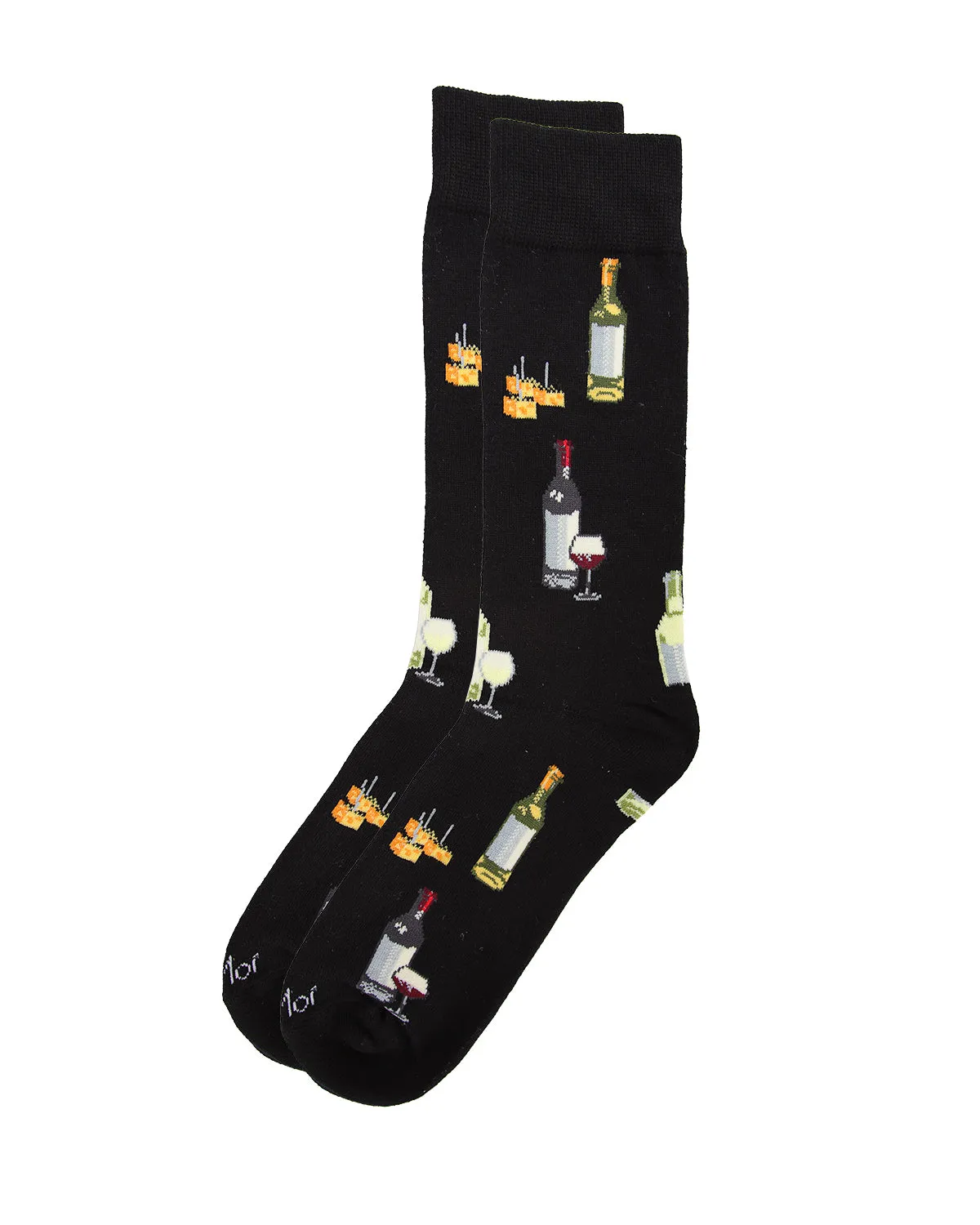 Men's Wine and Cheese Bamboo Blend Novelty Crew Sock sold by MeMoi product image thumbnail 4