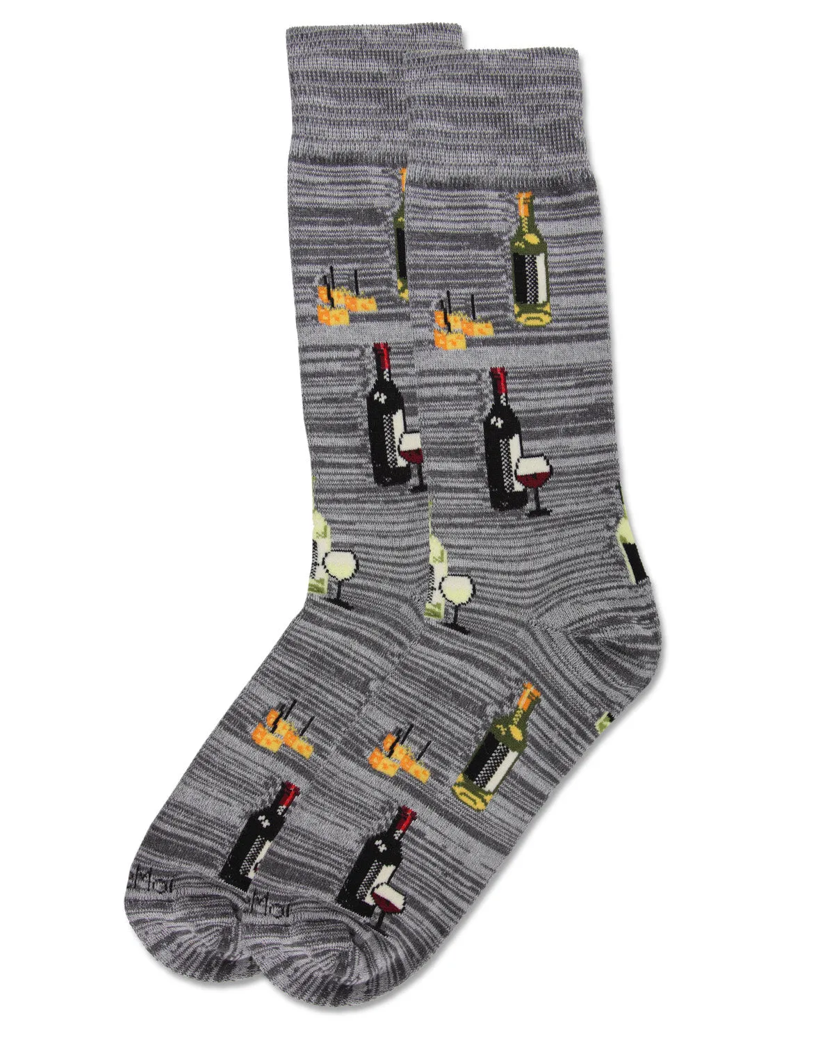 Men's Wine and Cheese Bamboo Blend Novelty Crew Sock sold by MeMoi product image thumbnail 3