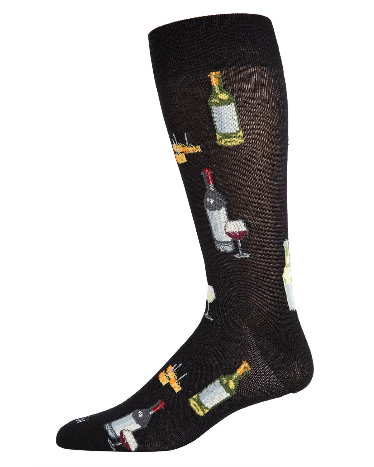 Men's Wine and Cheese Bamboo Blend Novelty Crew Sock sold by MeMoi product image thumbnail 2