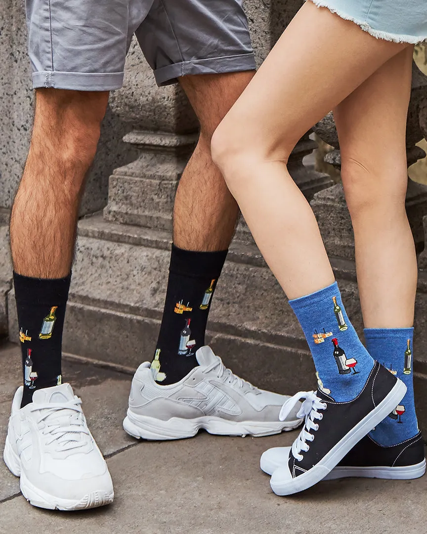 Men's Wine and Cheese Bamboo Blend Novelty Crew Sock sold by MeMoi product image thumbnail 5