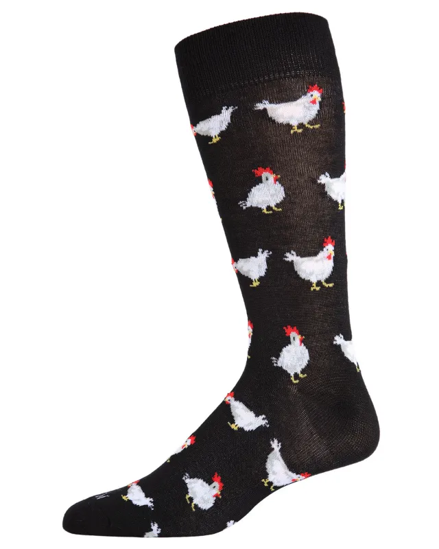 Men's Funny Chicken Pattern Rayon from Bamboo Blend Novelty Crew Sock sold by MeMoi