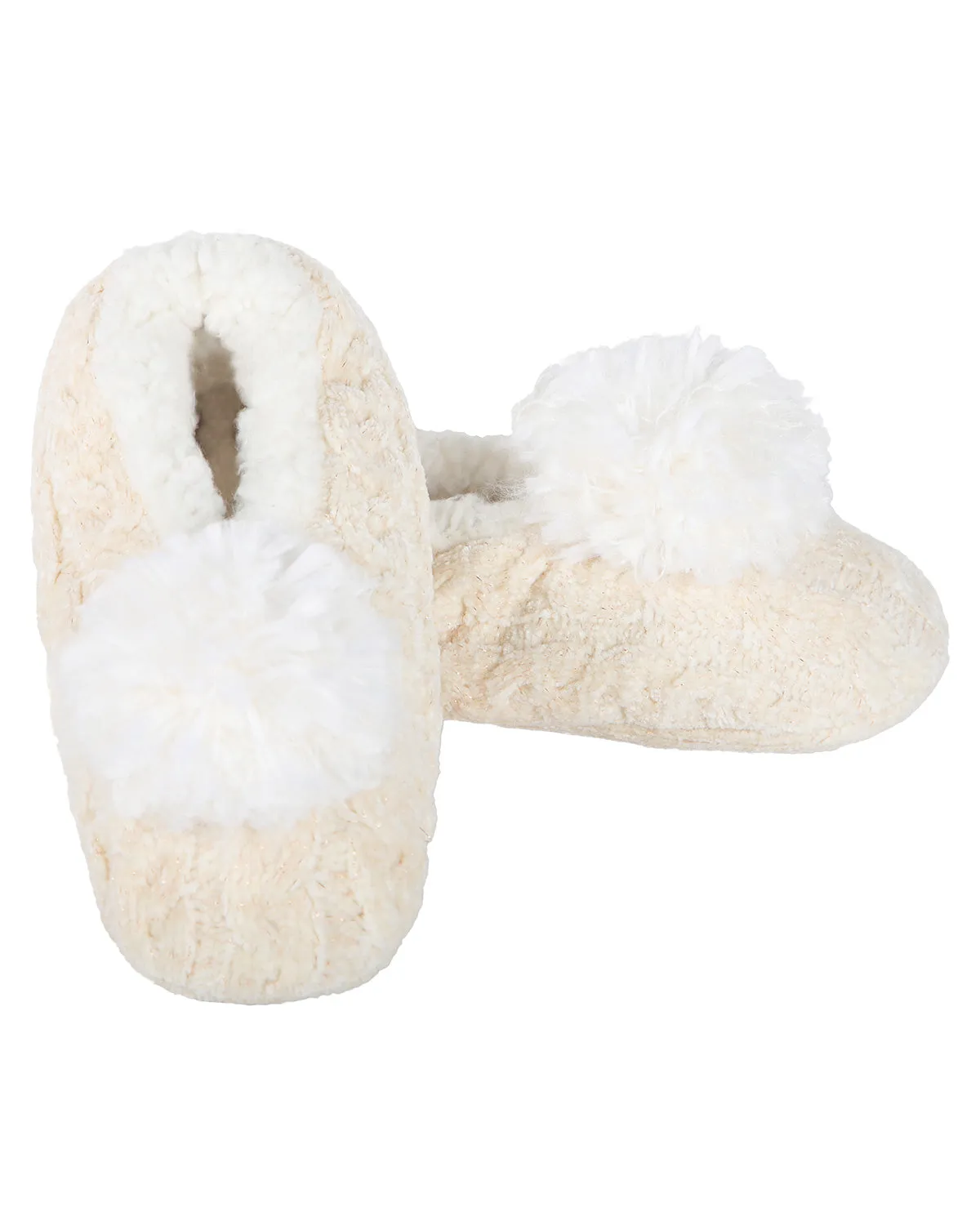 Women's Plush Pom-Pom Chenille Cable Knit Slippers sold by MeMoi product image thumbnail 5