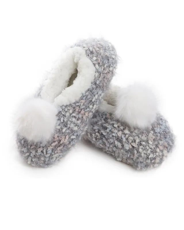 Women's Plush Pom-Pom Knit Slippers sold by MeMoi