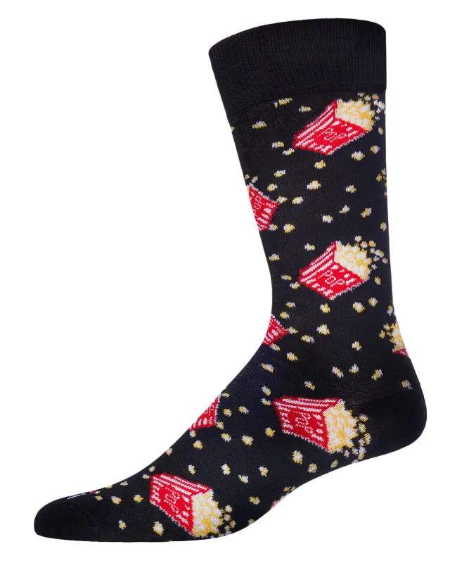Men's Pass The Popcorn Bamboo Blend Novelty Crew Sock sold by MeMoi