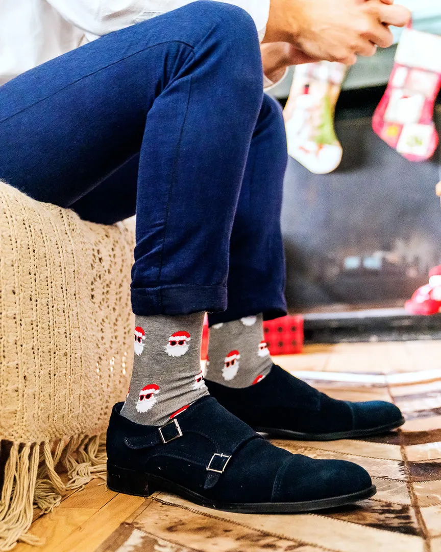 Men's Festive Funny Santa Shades Novelty Crew Socks sold by MeMoi product image thumbnail 3