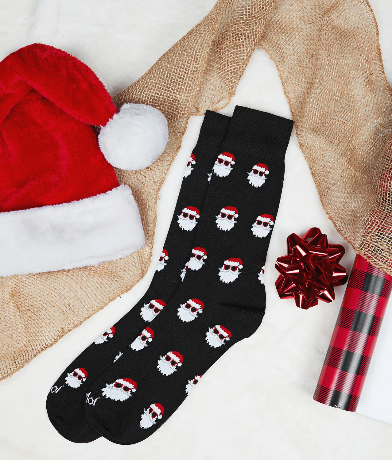 Men's Festive Funny Santa Shades Novelty Crew Socks sold by MeMoi product image thumbnail 4