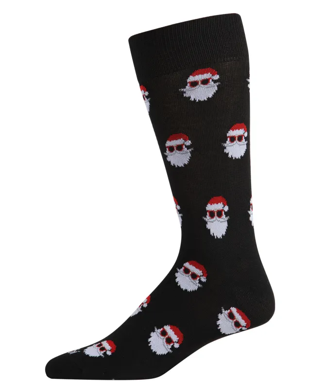 Men's Festive Funny Santa Shades Novelty Crew Socks sold by MeMoi