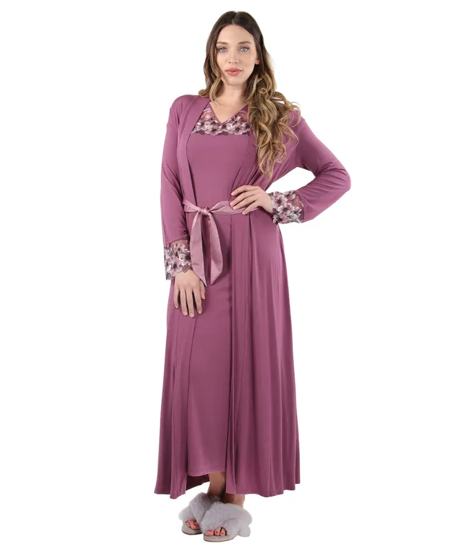 Women's Enchanted Romance Floral Embroidered Full Length Robe sold by MeMoi