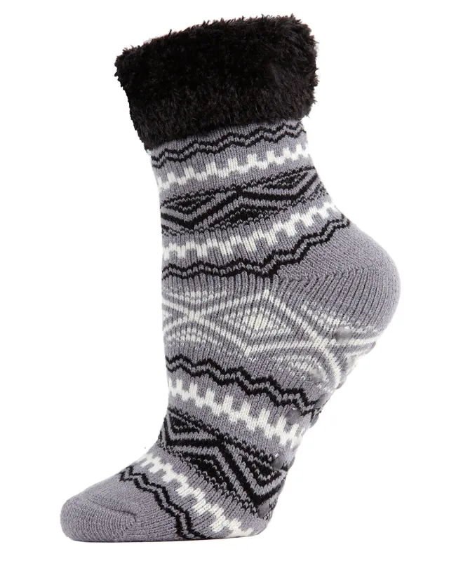 Women's Aztec Fair Isle Plush Cabin Socks sold by MeMoi