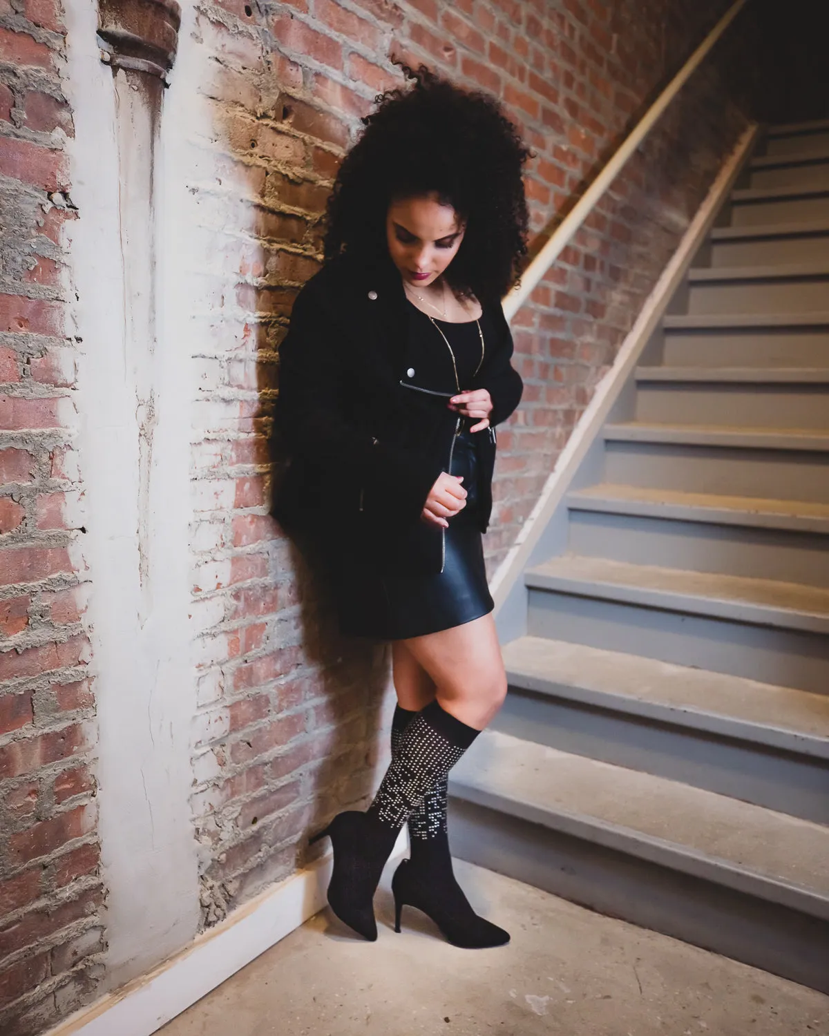 Women's Marquee Idol Faux Gemstone Knee High Socks sold by MeMoi product image thumbnail 2