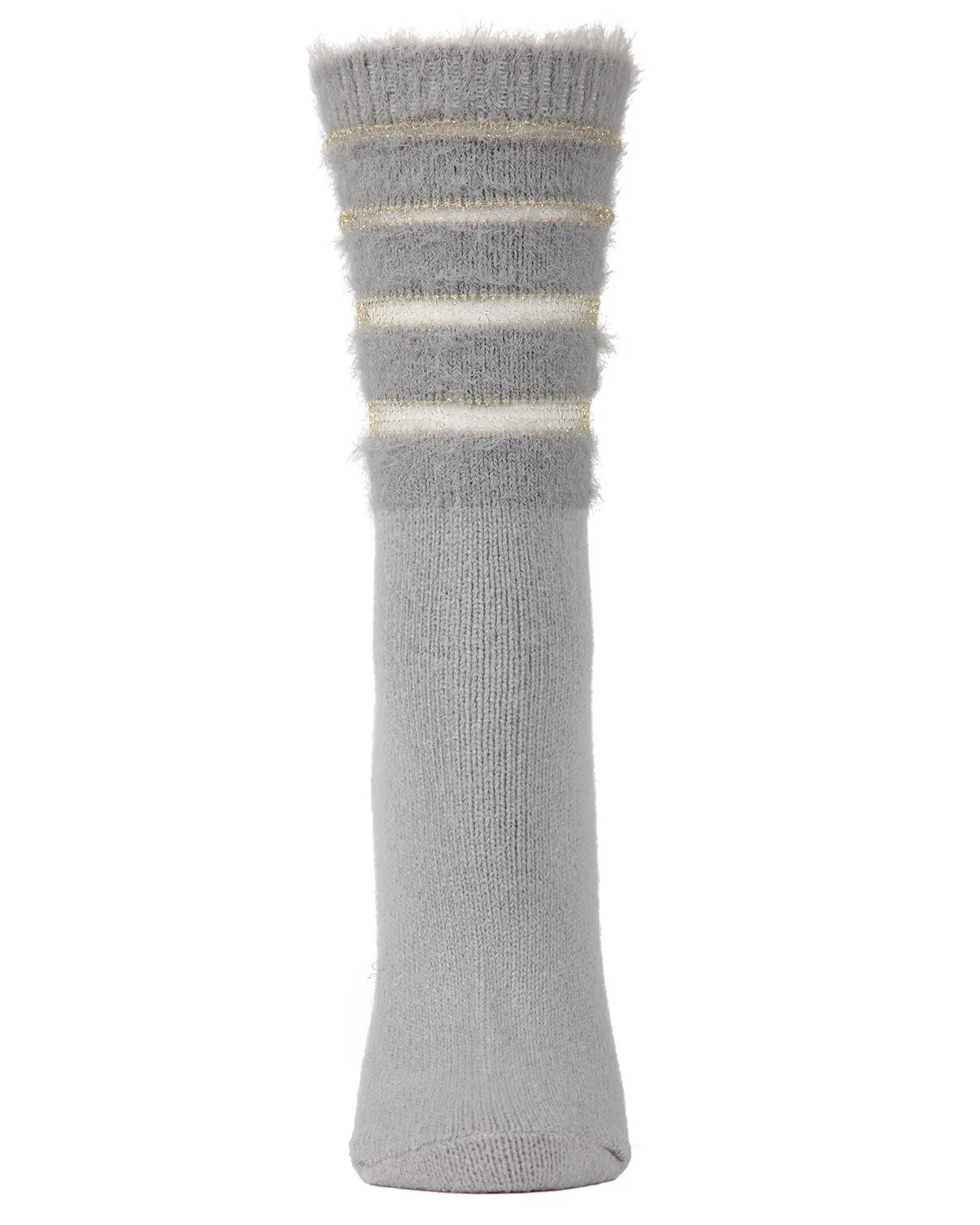 Women's Luxe Shimmer Sheer Stripe Plush Fuzzy Crew Socks sold by MeMoi product image thumbnail 5