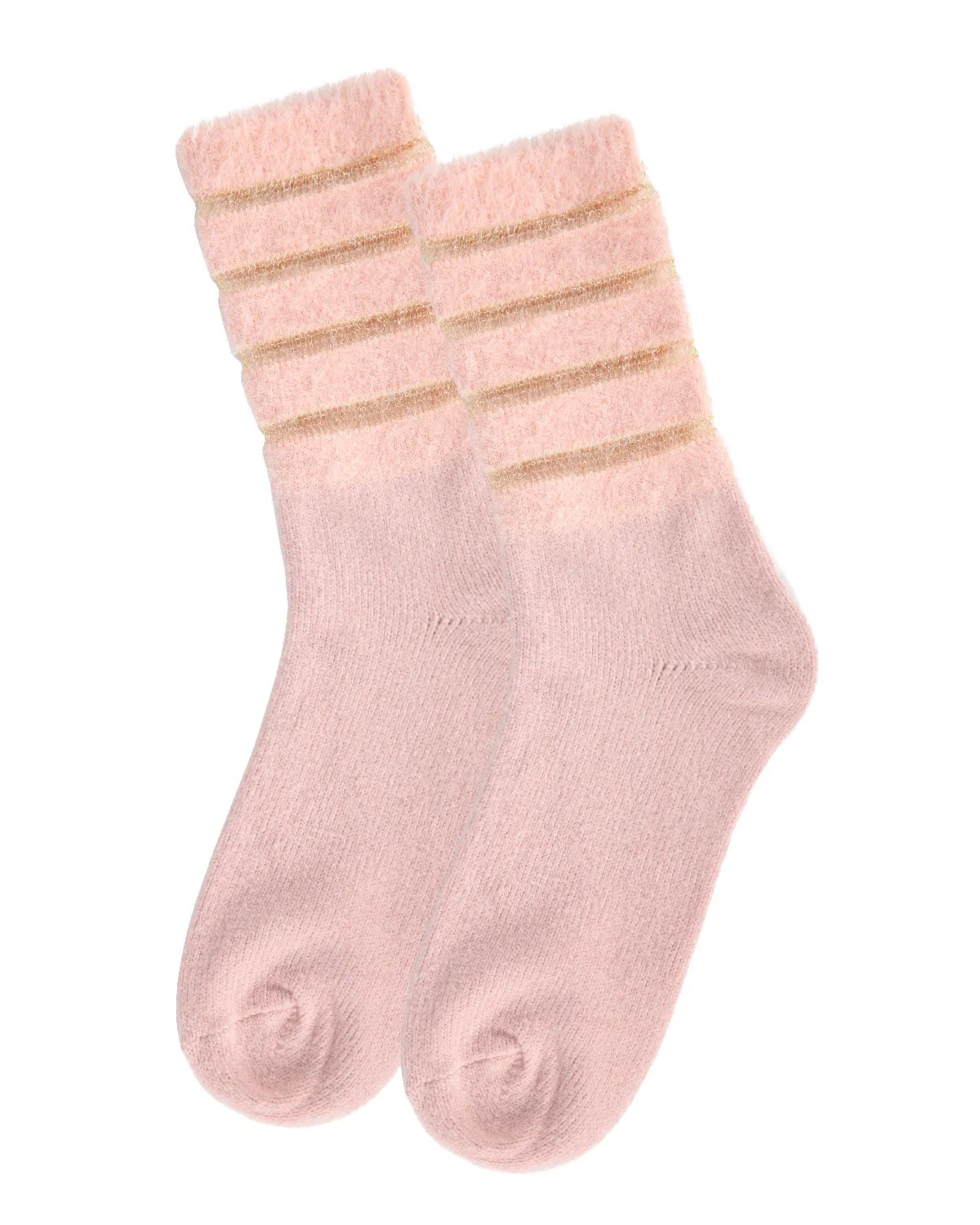 Women's Luxe Shimmer Sheer Stripe Plush Fuzzy Crew Socks sold by MeMoi product image thumbnail 3