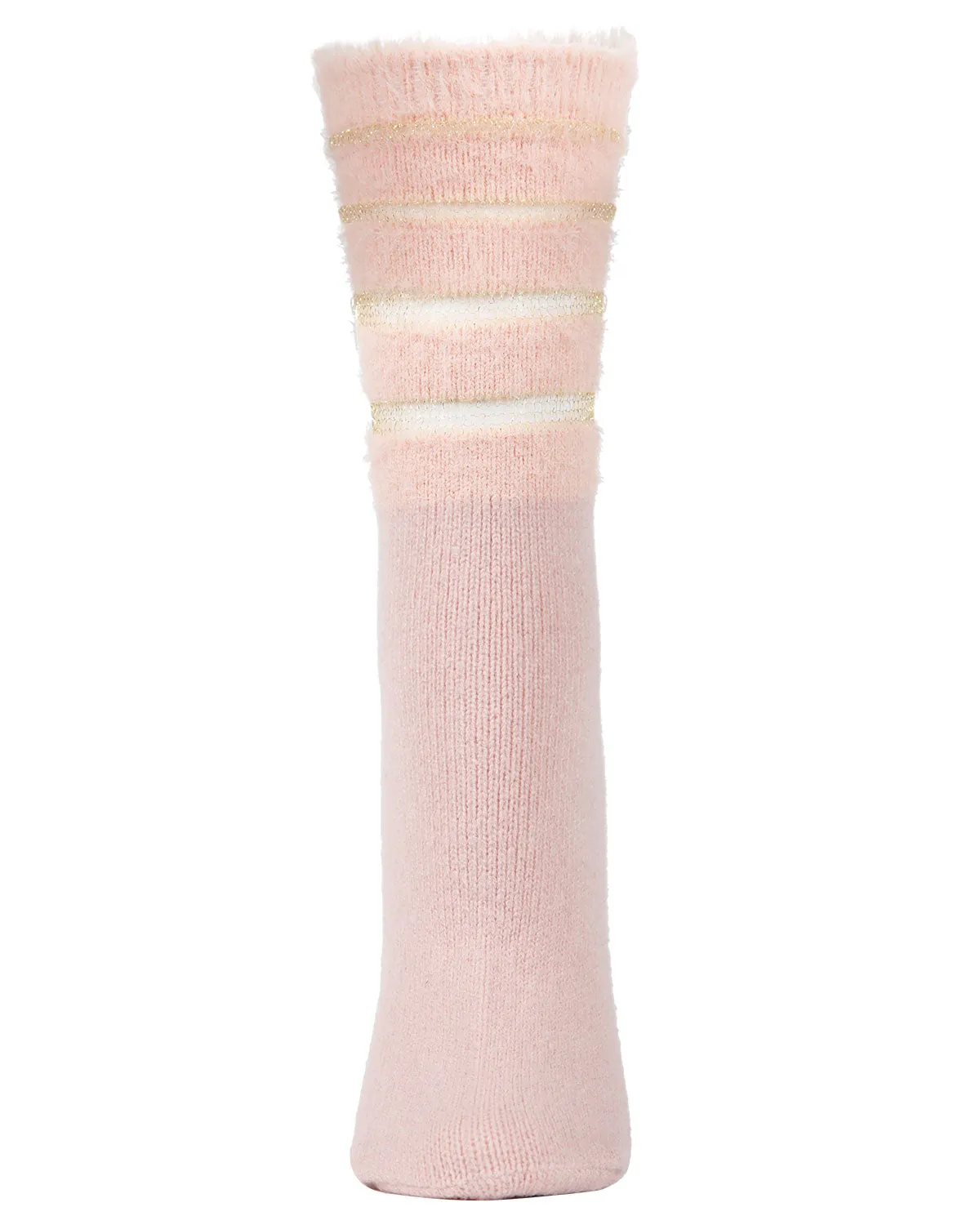 Women's Luxe Shimmer Sheer Stripe Plush Fuzzy Crew Socks sold by MeMoi product image thumbnail 2