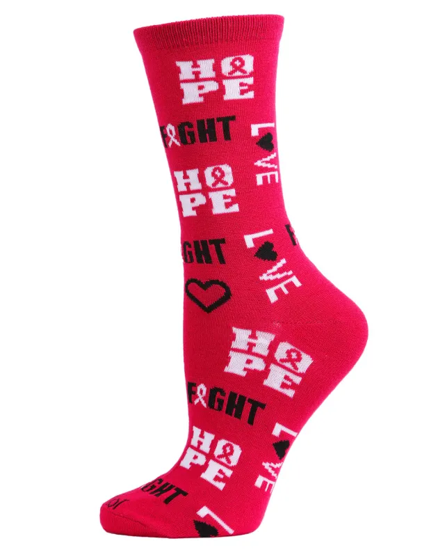 Hope Love Fight Breast Cancer Awareness Bamboo Blend Socks sold by MeMoi