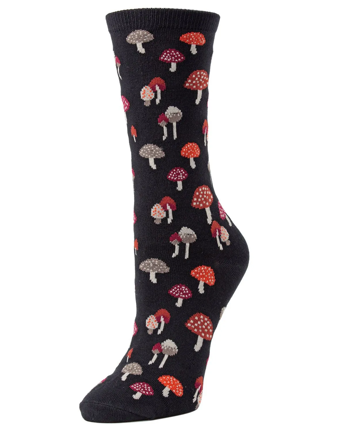 Mushroom Field Bamboo Blend Crew Sock sold by MeMoi