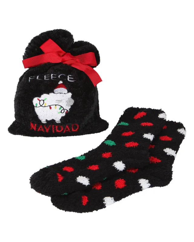 Fleece Navidad Cozy Polka-Dot Socks & Gift Bag Set sold by MeMoi