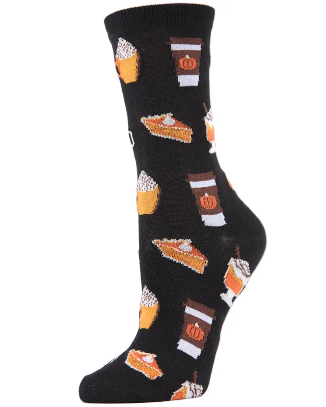 Pumpkin Spice Latte Bamboo Blend Crew Socks sold by MeMoi