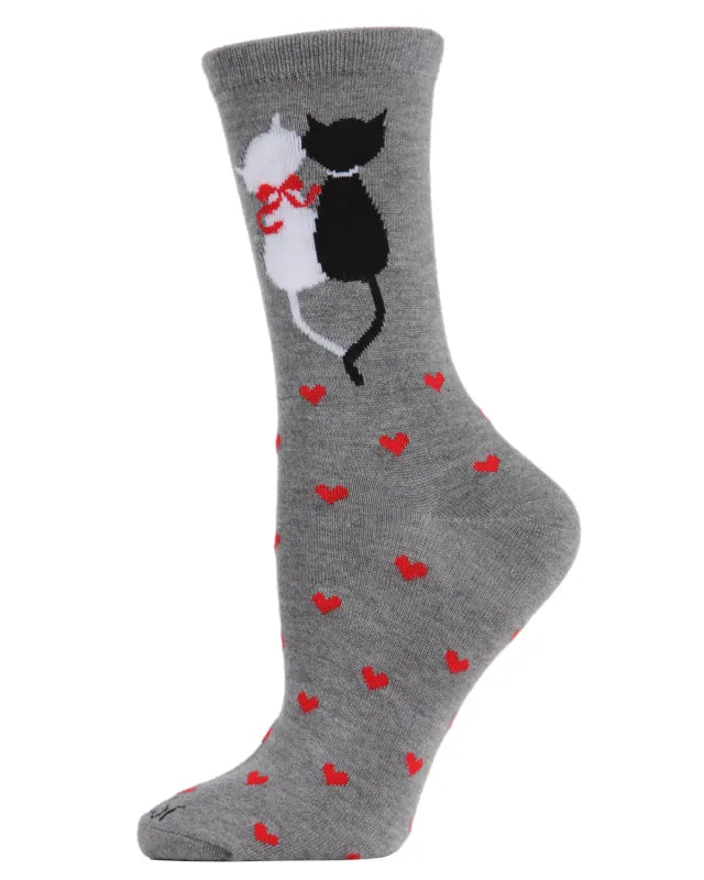 Purr-fectly In Love Crew Bamboo Blend Socks sold by MeMoi
