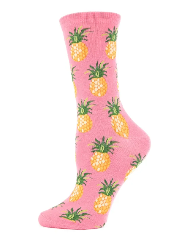 Pineapple Fruit Bamboo Blend Crew Socks sold by MeMoi