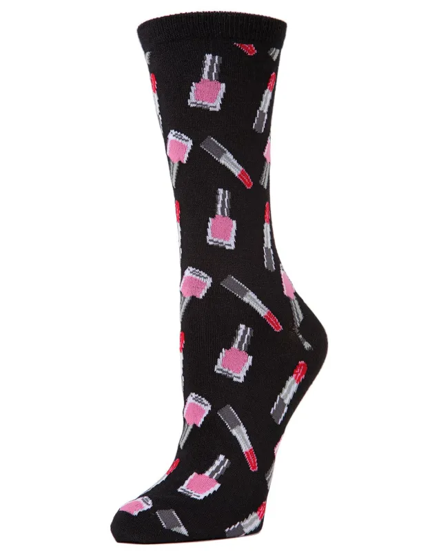 Lipstick & Nail Polish Bamboo Blend Crew Socks sold by MeMoi