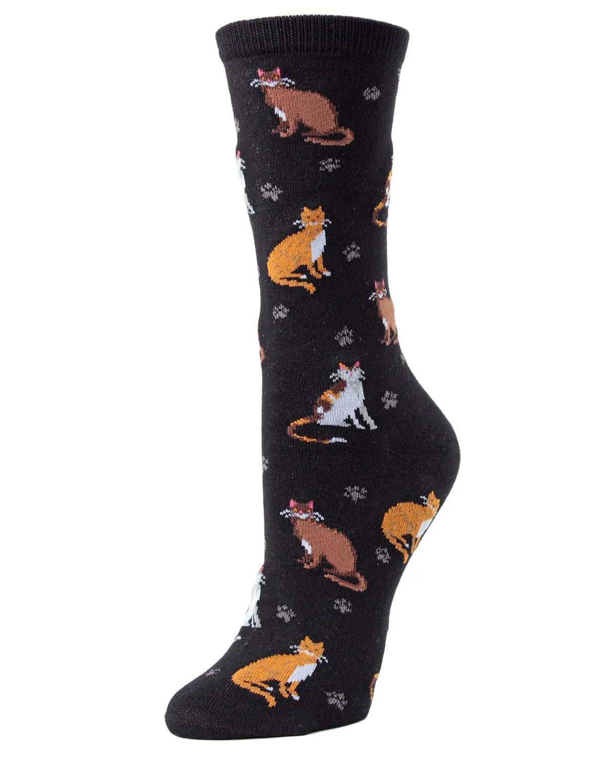 Cats & Friend Bamboo Blend Crew Socks sold by MeMoi