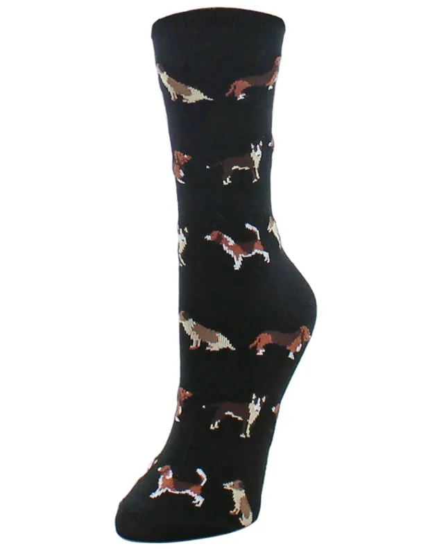 Puppy Parade Beagle & Pitbull Bamboo Blend Crew Socks sold by MeMoi