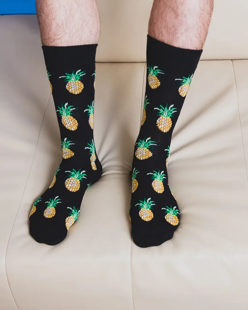 Men's Tasty Pineapples Bamboo Blend Novelty Crew Sock sold by MeMoi product image thumbnail 5