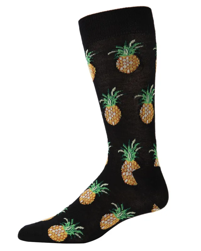 Men's Tasty Pineapples Bamboo Blend Novelty Crew Sock sold by MeMoi