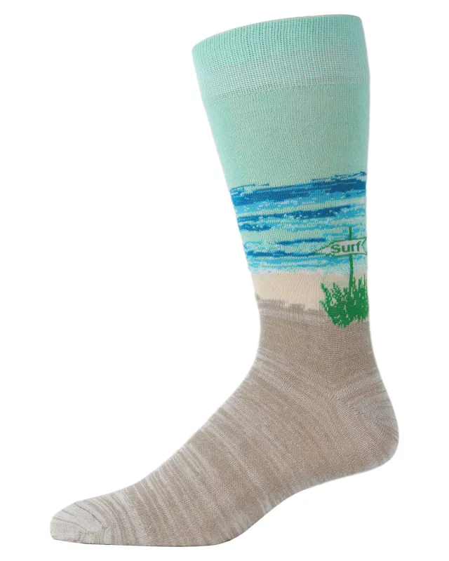 Men's Surf's Up Beach Bamboo Crew Socks sold by MeMoi