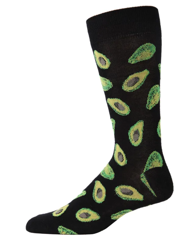 Men's Avocado Bamboo Blend Funny Novelty Crew Sock sold by MeMoi