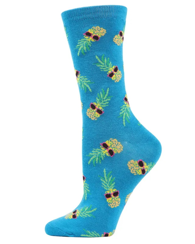 Pineapple Sunglasses Bamboo Blend Crew Socks sold by MeMoi